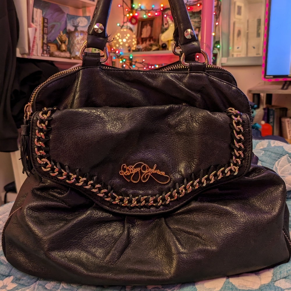 Vintage 00s BETSEY JOHNSON genuine leather black hobo purse